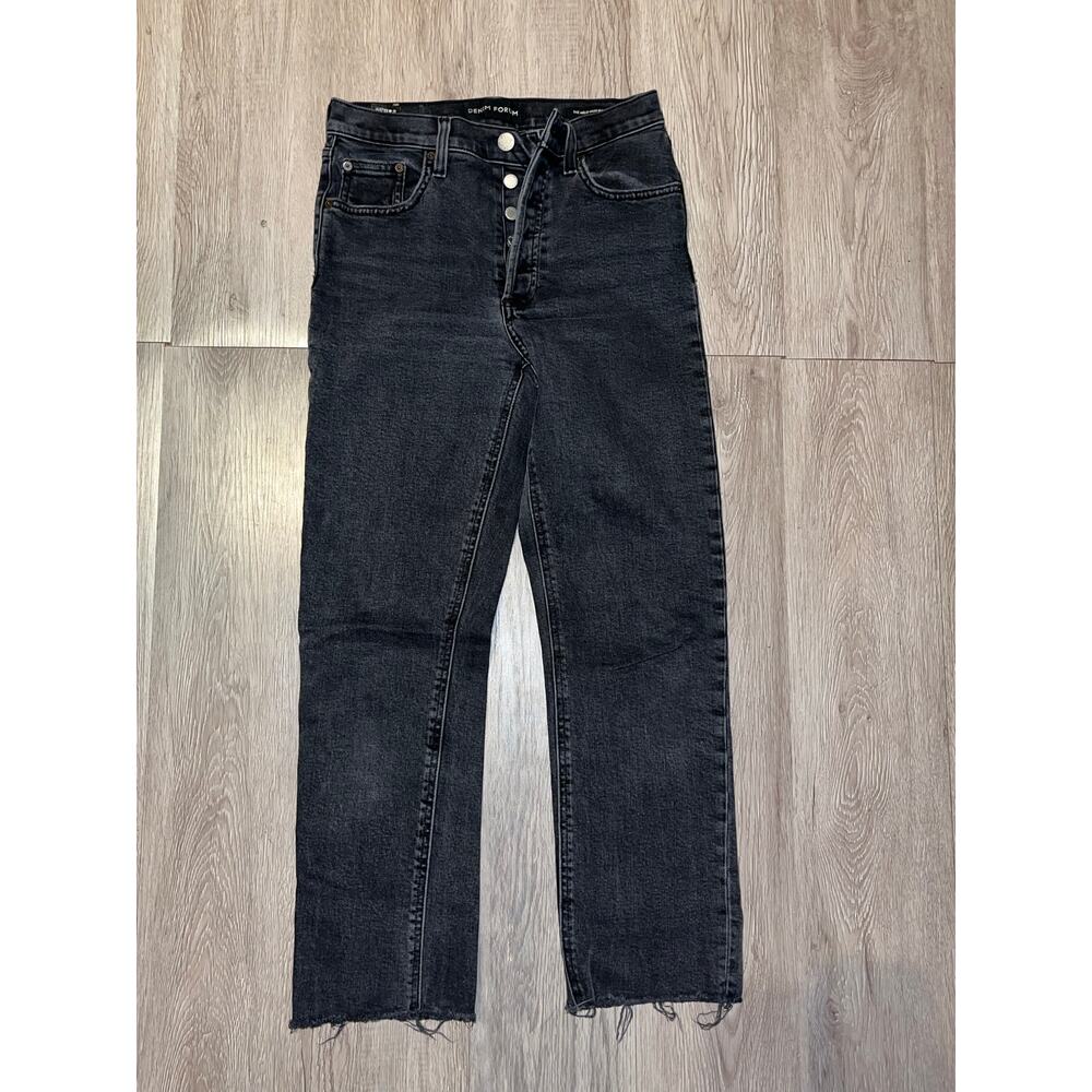 Denim Forum - Arlo High Rise Straight Cropped Raw Hem /Black / 25 - Picture 2 of 8